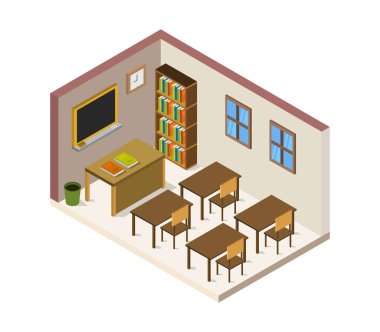 okul binası içi, vektör illüstrasyonu      