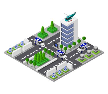 Beyaz arkaplanda modern hastane izometrik simgesi     