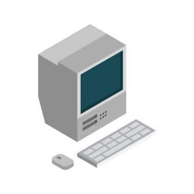 masaüstü bilgisayar simgesi. Beyaz arkaplanda izole edilmiş bilgisayar vektör simgesinin basit bir çizimi