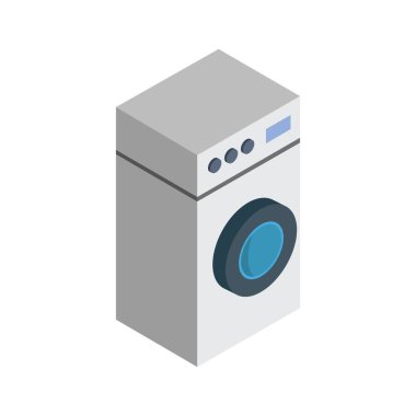 Beyaz arkaplanda çamaşır makinesi simgesi