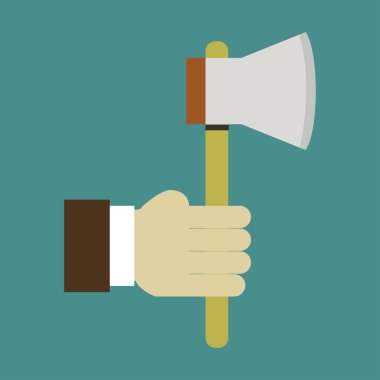 Arka planda el ele tutuşan balta simgesi izole edildi      