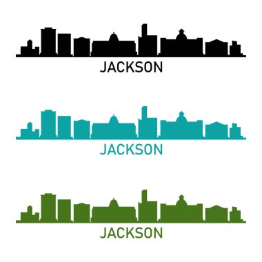 Beyaz arkaplanda Jackson kentsel silueti      