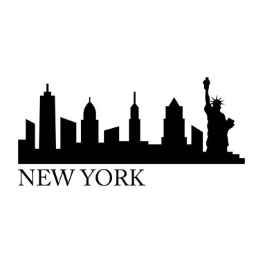 Beyaz arka planda New York şehrinin silüeti                