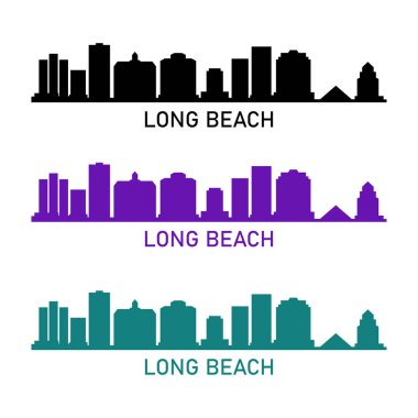 Beyaz arka planda Long Beach şehir silueti      