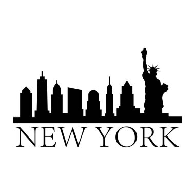 Beyaz arka planda New York şehrinin silüeti                