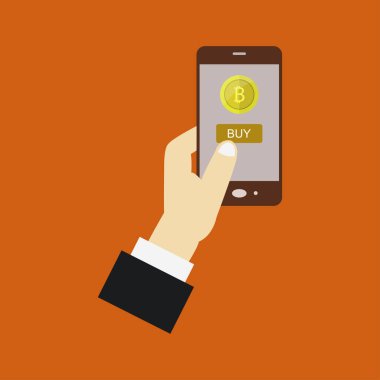 El ve telefonla bitcoin simgesi al 