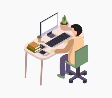 Ofiste çalışan bir işadamı.