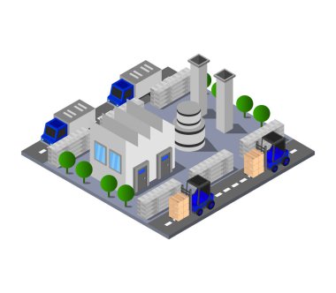 Beyaz arkaplanda sanayi fabrikası simgesi