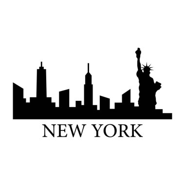 Beyaz arka planda New York şehrinin silüeti                
