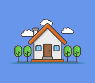 house modern simgesi mavi arkaplanda    