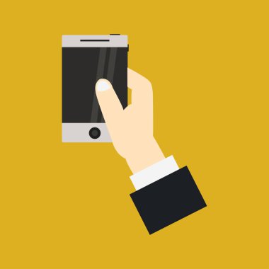 Sarı arkaplanda modern akıllı telefon simgesi