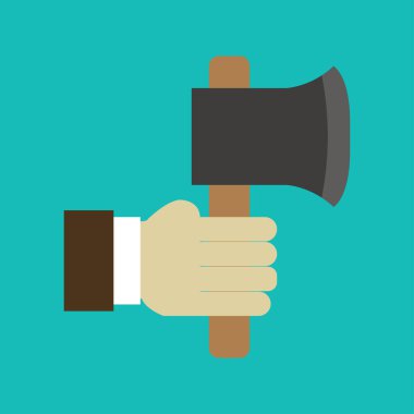 Arka planda el ele tutuşan balta simgesi izole edildi      