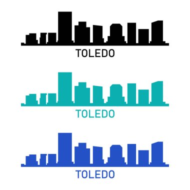 Beyaz arkaplanda Toledo kentsel silueti      