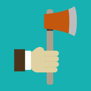 Arka planda el ele tutuşan balta simgesi izole edildi      