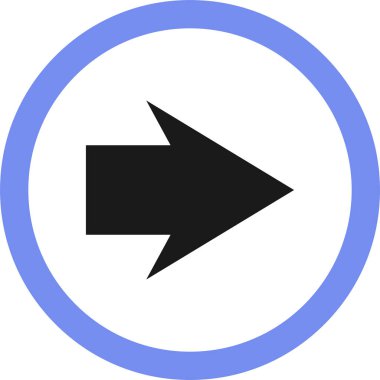 Beyaz arkaplanda siyah ok yönü simgesi, vektör illüstrasyonu