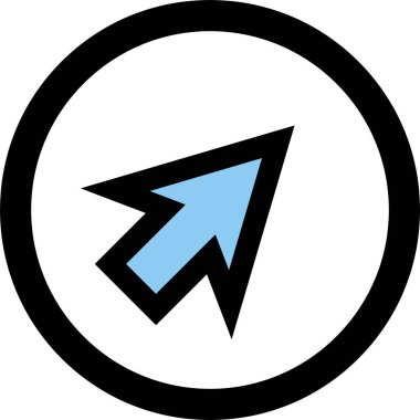 Beyaz arkaplanda mavi ok yönü simgesi, vektör illüstrasyonu 