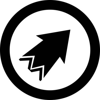 Beyaz arkaplanda siyah ok yönü simgesi, vektör illüstrasyonu