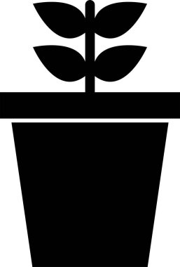 Çiçek saksısı simgesi beyaz arkaplanda izole edildi. Vektör İllüstrasyonu