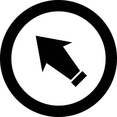 Beyaz arkaplanda siyah ok yönü simgesi, vektör illüstrasyonu 