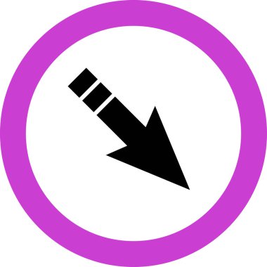 Beyaz arkaplanda siyah ok yönü simgesi, vektör illüstrasyonu 