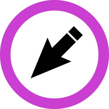 Beyaz arkaplanda siyah ok yönü simgesi, vektör illüstrasyonu 