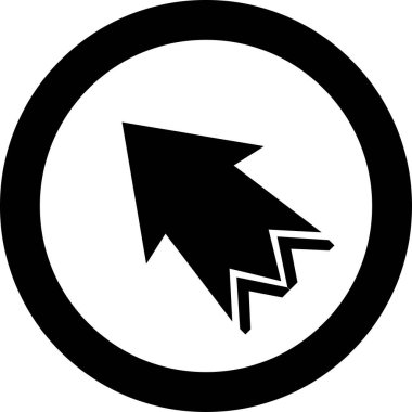 Beyaz arkaplanda siyah ok yönü simgesi, vektör illüstrasyonu 