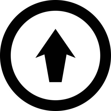 Beyaz arkaplanda siyah ok yönü simgesi, vektör illüstrasyonu 