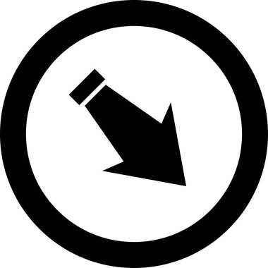 Beyaz arkaplanda siyah ok yönü simgesi, vektör illüstrasyonu