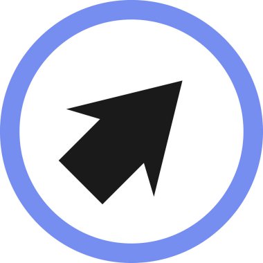 Beyaz arkaplanda siyah ok yönü simgesi, vektör illüstrasyonu 