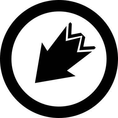 Beyaz arkaplanda siyah ok yönü simgesi, vektör illüstrasyonu 