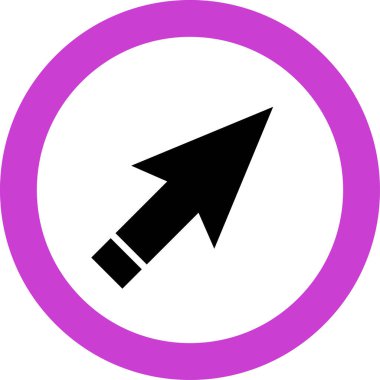 Beyaz arkaplanda siyah ok yönü simgesi, vektör illüstrasyonu 