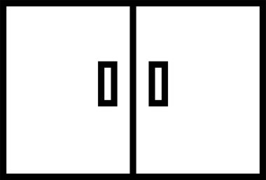 Mutfak dolabı simgesi beyaz bir arkaplanda izole edilmiş düz stil. 