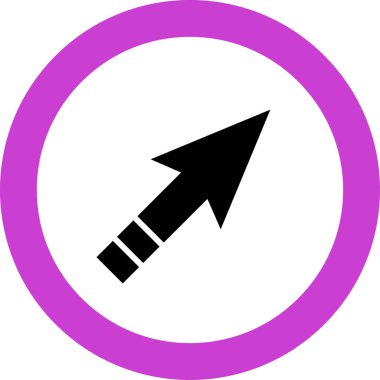 Beyaz arkaplanda siyah ok yönü simgesi, vektör illüstrasyonu 