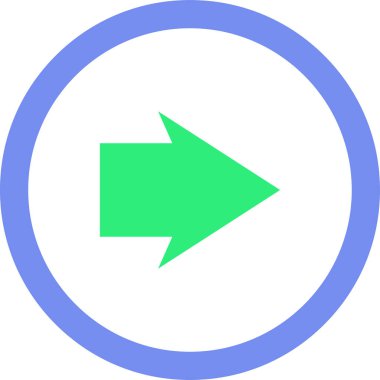 Beyaz arkaplanda yeşil ok yönü simgesi, vektör illüstrasyonu 