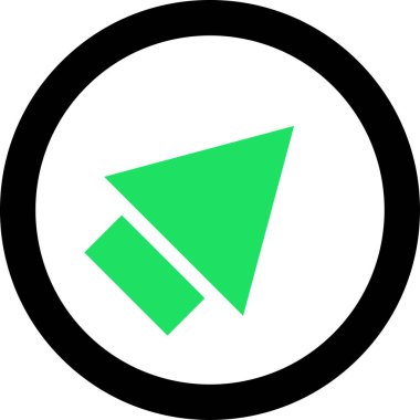 Beyaz arkaplanda yeşil ok yönü simgesi, vektör illüstrasyonu 