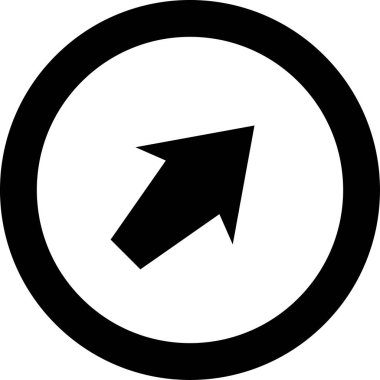 Beyaz arkaplanda siyah ok yönü simgesi, vektör illüstrasyonu 