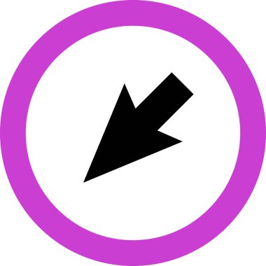 Beyaz arkaplanda siyah ok yönü simgesi, vektör illüstrasyonu 