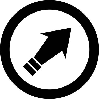 Beyaz arkaplanda siyah ok yönü simgesi, vektör illüstrasyonu 