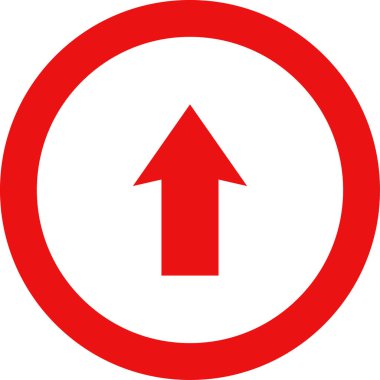 Beyaz arkaplanda kırmızı ok yönü simgesi, vektör illüstrasyonu    