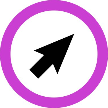 Beyaz arkaplanda siyah ok yönü simgesi, vektör illüstrasyonu 