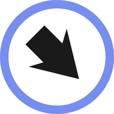 Beyaz arkaplanda siyah ok yönü simgesi, vektör illüstrasyonu 