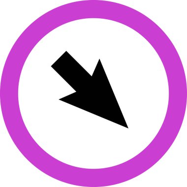 Beyaz arkaplanda siyah ok yönü simgesi, vektör illüstrasyonu 