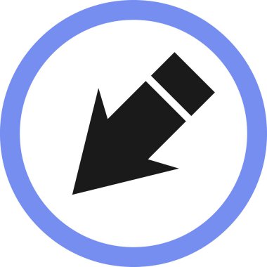 Beyaz arkaplanda siyah ok yönü simgesi, vektör illüstrasyonu    