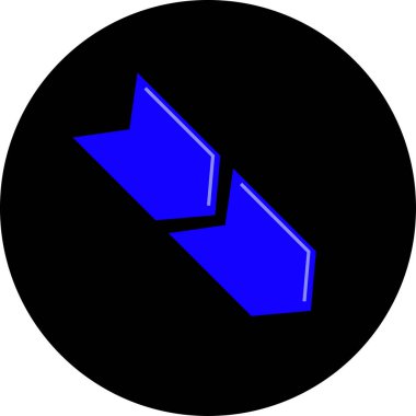 Siyah arkaplanı olan mavi bir ok simgesinin vektör çizimi