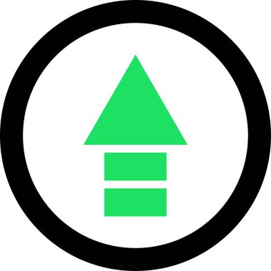 Beyaz arkaplanda yeşil ok yönü simgesi, vektör illüstrasyonu 