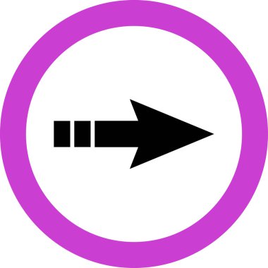 Beyaz arkaplanda siyah ok yönü simgesi, vektör illüstrasyonu 