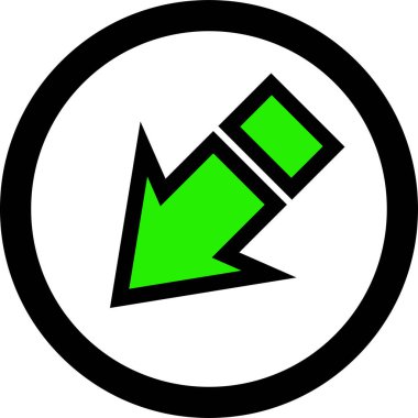 Beyaz arkaplanda yeşil ok yönü simgesi, vektör illüstrasyonu    