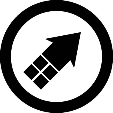 Beyaz arkaplanda siyah ok yönü simgesi, vektör illüstrasyonu 