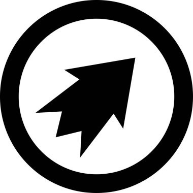 Beyaz arkaplanda siyah ok yönü simgesi, vektör illüstrasyonu 