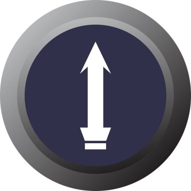 ok vektör simgesi. bu düz yuvarlak sembol düğmesi beyaz arkaplandaki mavi ve gri renklerdir